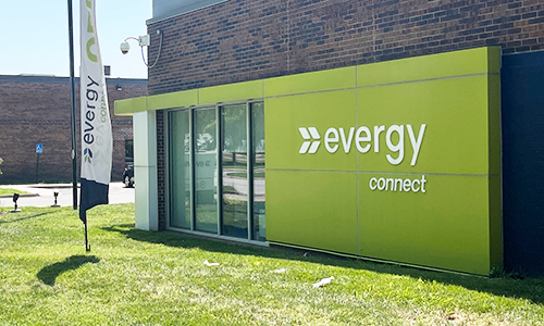 Outside the Evergy Connect building in Kansas City