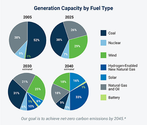 graphic depicting generation capacity by fuel type